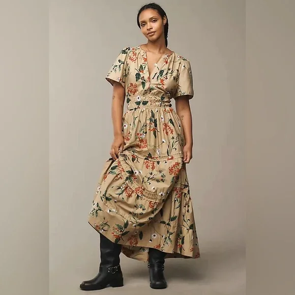 Anthropologie | Dresses | Nwt The Somerset Floral Khaki Maxi Dress Size 3x  | Poshmark